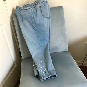 Size 18 jeans with cute design at the bottom (white and silver balls)
